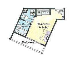 ジェムストーン目黒南 3階ワンルームの間取り