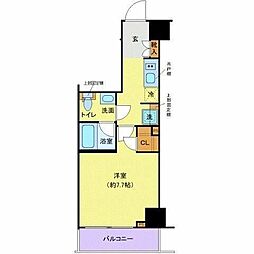 レグゼ長原 4階1Kの間取り