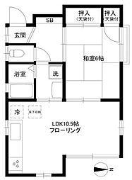 スリージエ中野 1階1LDKの間取り