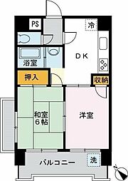 パラスト目黒3丁目 4階2DKの間取り