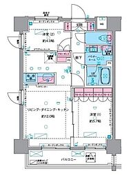 ジェノヴィア浅草6スカイガーデン 3階2LDKの間取り