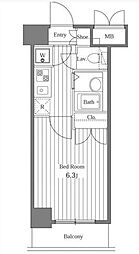 ラサンテ広尾 8階1Kの間取り
