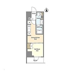 ラサンテ上野 7階1DKの間取り