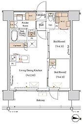 ブランシエスタ木場 7階2LDKの間取り