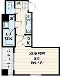 サンフィールド西荻窪 3階1Kの間取り