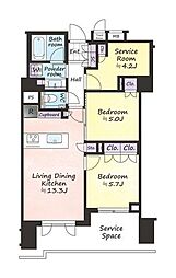 パークホームズ三軒茶屋一丁目 1階2SLDKの間取り