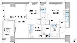 ガーデニエール砧レジデンス 523 5階2LDKの間取り