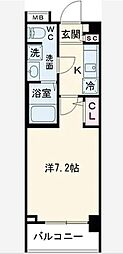 エコロジー都立大学レジデンス 7階1Kの間取り