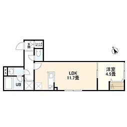 ウェルスクエアイズム高円寺 203 2階1LDKの間取り