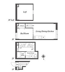 ペア新大久保 125 1階1LDKの間取り