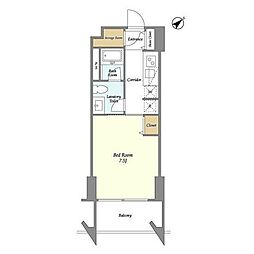 パークフラッツ祐天寺 304 3階1Kの間取り