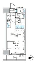 パークアクシス新宿百人町 1階1DKの間取り