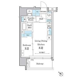 デュオメゾン文京白山 9階1LDKの間取り