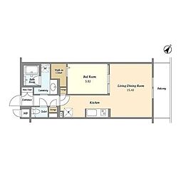 ブレス北新宿 4階1LDKの間取り