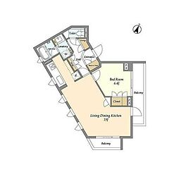 エステート代田橋 2階1LDKの間取り