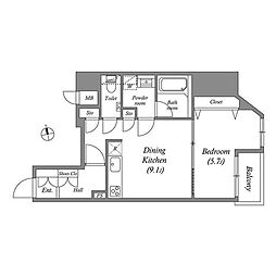 グランパセオ本郷三丁目 10階1LDKの間取り