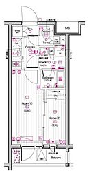 ザ・プレミアムキューブジー東中野 2階2Kの間取り