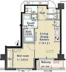 パークアクシス自由が丘テラス 3階1LDKの間取り