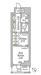 アジールコート松濤 12階1DKの間取り