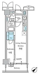 パークアクシス品川南大井パークフロント 5階1LDKの間取り
