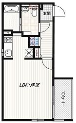 アレーロ北参道 2階ワンルームの間取り