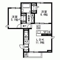 ハレハウオリ 3階1LDKの間取り