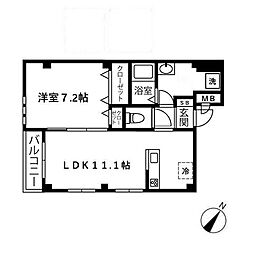 ルアン 2階1LDKの間取り