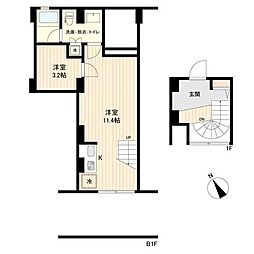 プライムアーバン目黒三田 1階1LDKの間取り