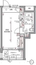 ラグディア高輪 4階ワンルームの間取り