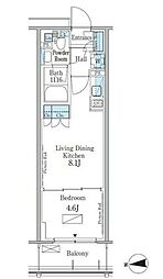 パークアクシス新宿百人町 2階1LDKの間取り