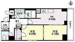 アイム白金高輪 10階2DKの間取り