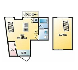 コート女坂 3階ワンルームの間取り