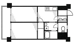 ダイアパレス三軒茶屋 6階2DKの間取り