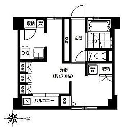 第2エビスハイツ 7階ワンルームの間取り