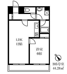 ヒルトップ小石川 305 3階1LDKの間取り