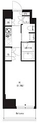 大森ウエスト 4階1Kの間取り