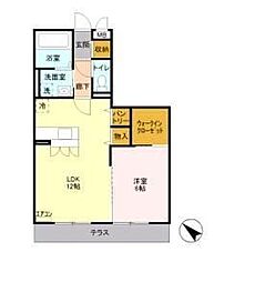 エルドシック大森 1階1LDKの間取り