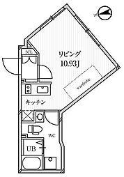 ルクレ東新宿 4階ワンルームの間取り