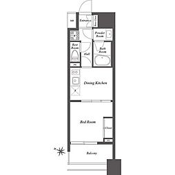 ザ・ゲートハウス雑司が谷 13階1DKの間取り
