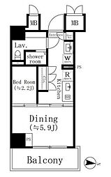 高円寺クロスオーバー 2階1DKの間取り