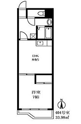 パークサイドマンション松ヶ丘 404 4階1DKの間取り