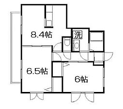 カーサ・ヴェルデ 2階2DKの間取り