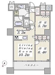 ザ・パークハウス西新宿タワー60 25階2LDKの間取り