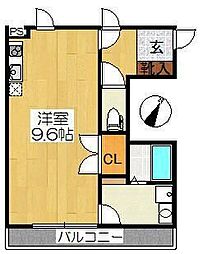 エムレジデンス目黒 2階ワンルームの間取り