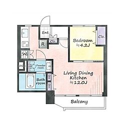 池袋パークハイツ 8階1LDKの間取り