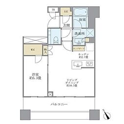 ブリリアタワーズ目黒 10階1LDKの間取り