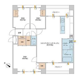 コニファーハウス 3階3LDKの間取り