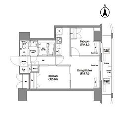 コンフォリア西蒲田 14階2DKの間取り