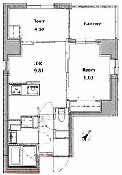 リビオメゾン上野入谷 11階2DKの間取り