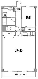 品川芙蓉ハイツ 5階1LDKの間取り